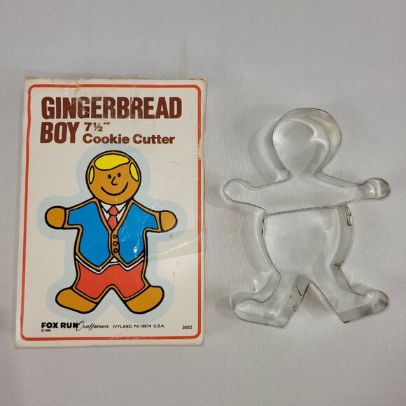 Gingerbread Boy & Teddy Bear Vintage 4.5" Metal Cookie Cutters - Picture 2 of 3